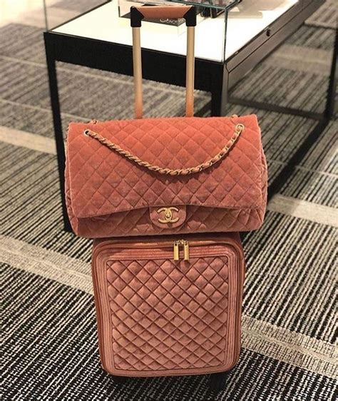 pink velvet chanel suitcase|Chanel luggage.